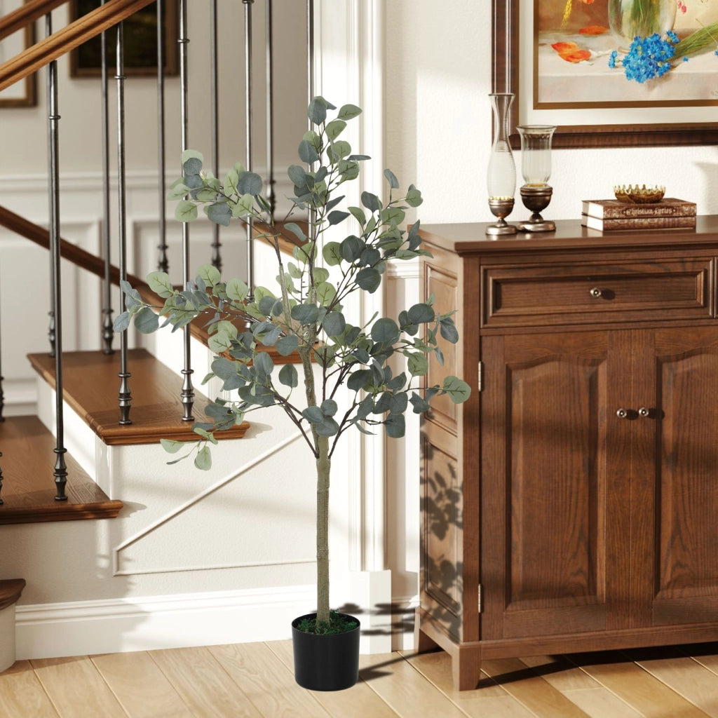Pianta Eucalipto Artificiale 120cm ¨C Xylo ¨C 230 Foglie Verde con Vaso