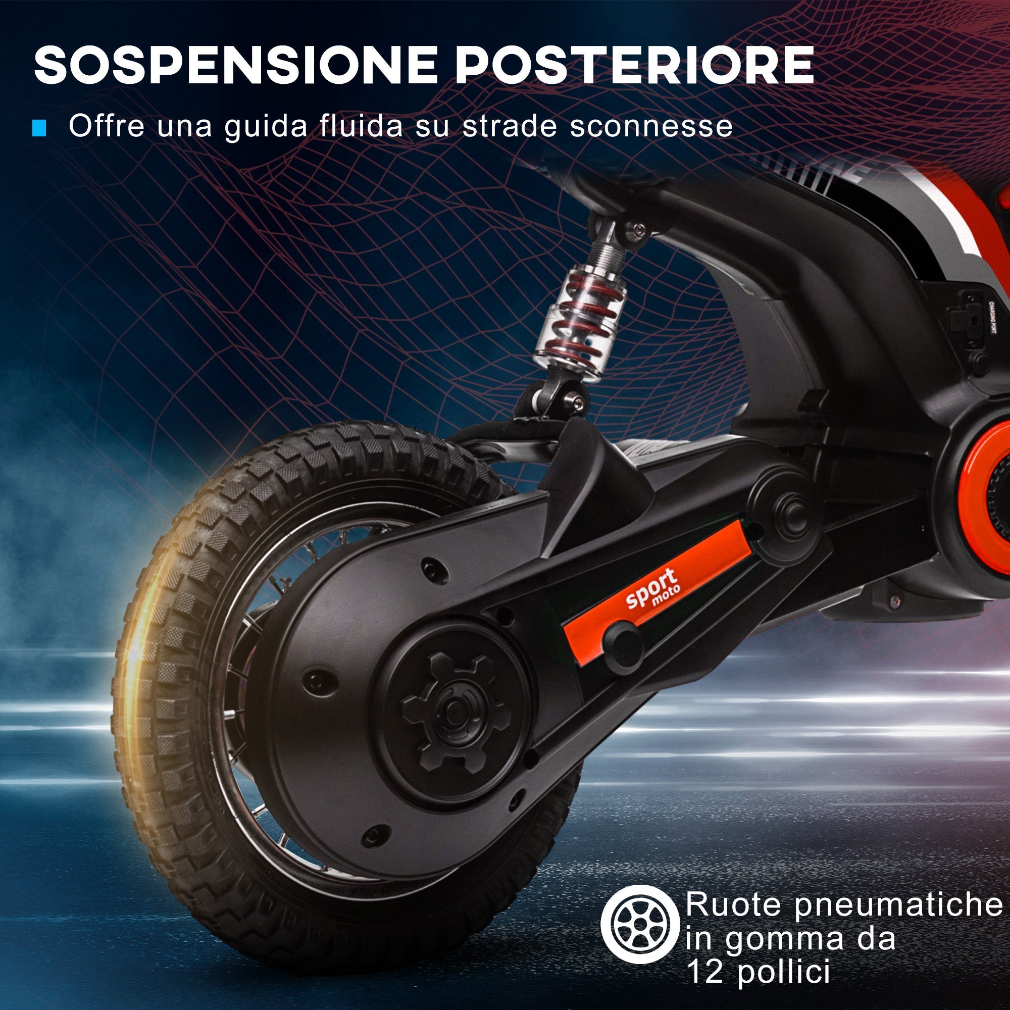Moto Elettrica per Bambini con Acceleratore Manuale 2 Velocità 8-16km/h Rosso