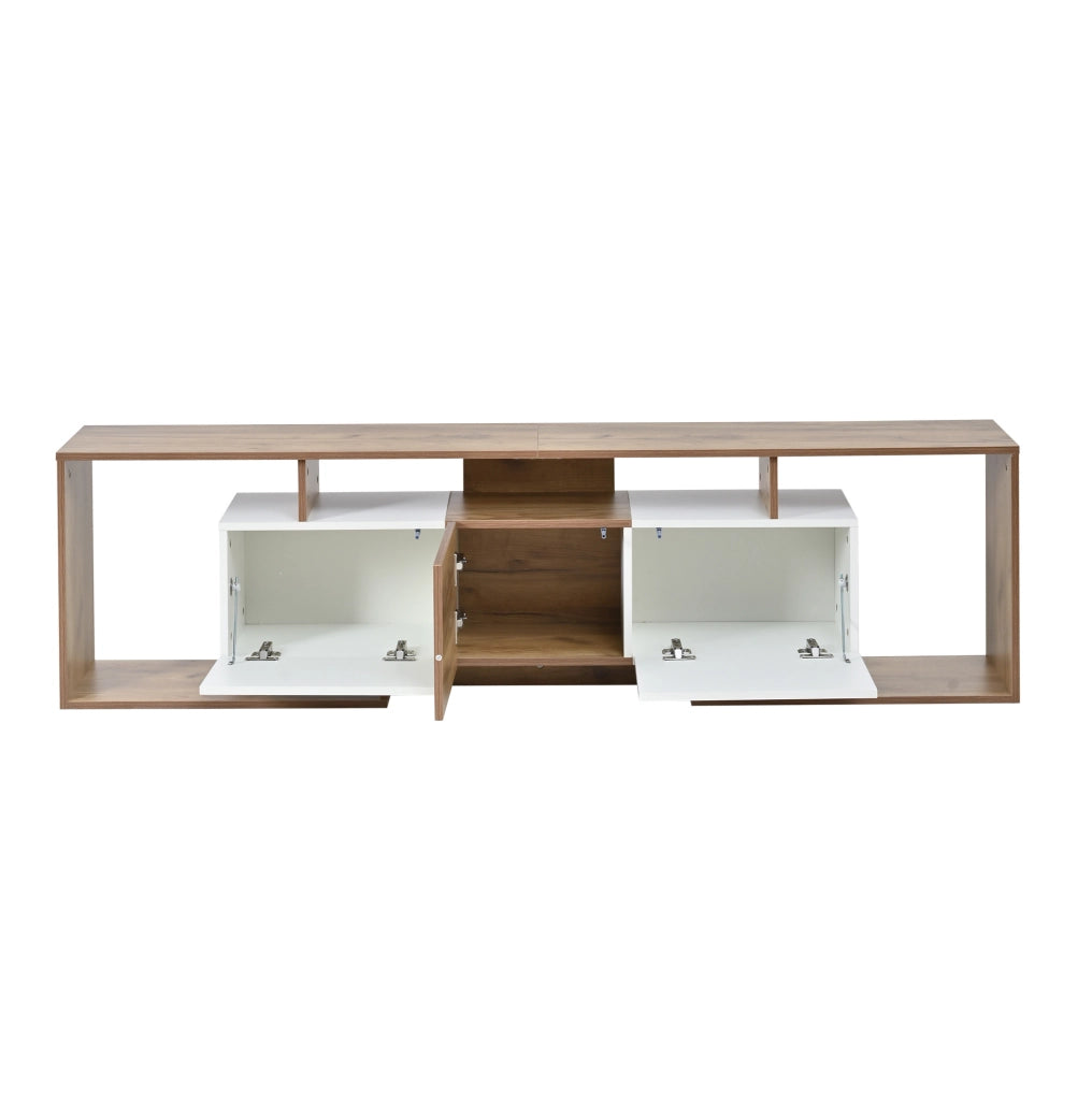 Mobile TV 180x30x49 cm con 6 vani e portata 45 kg in truciolare bianco e naturale