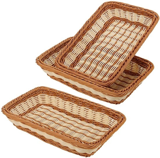 Contenitore per Fruiti e Verdure 3-delic - Cassetta per Fruiti Rectangolare - Manufatto Artigianale - Materiale in Canne Sostenibile - Facile da Pulire - Adatto per Verdure/Panificati