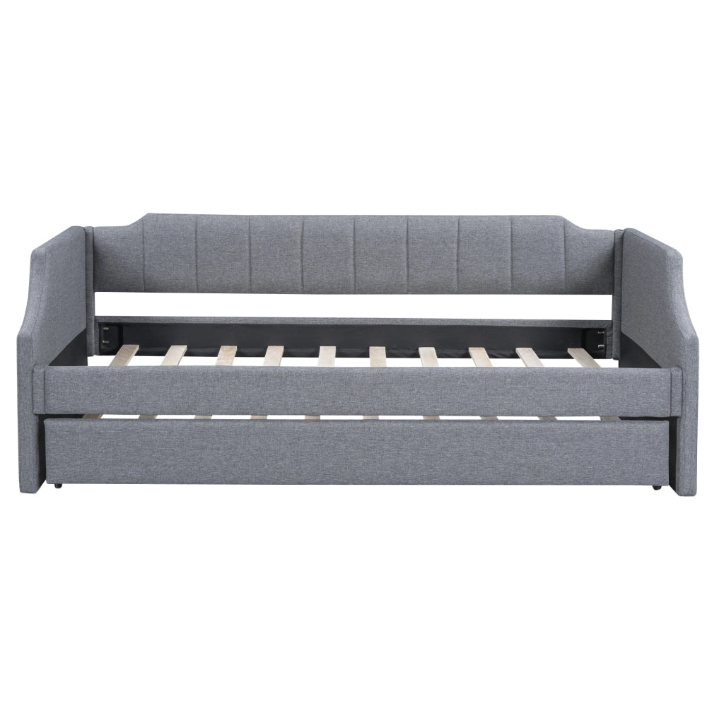 Letto Giorno Singolo Imbottito con Letto Estraibile 90x200 cm Grigio