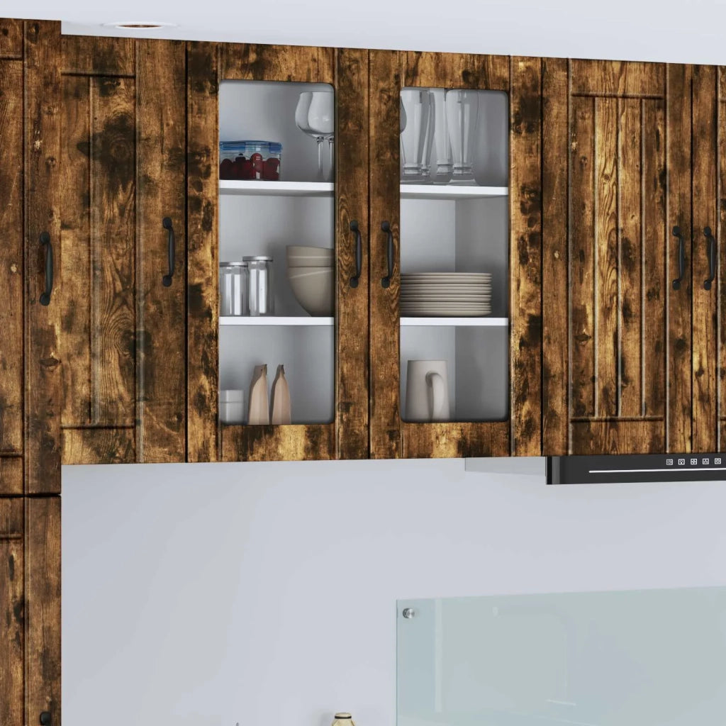 Pensile da cucina | Mobile in vetro da parete LUCCA Rovere Fumo 80 x 31 x 80 cm