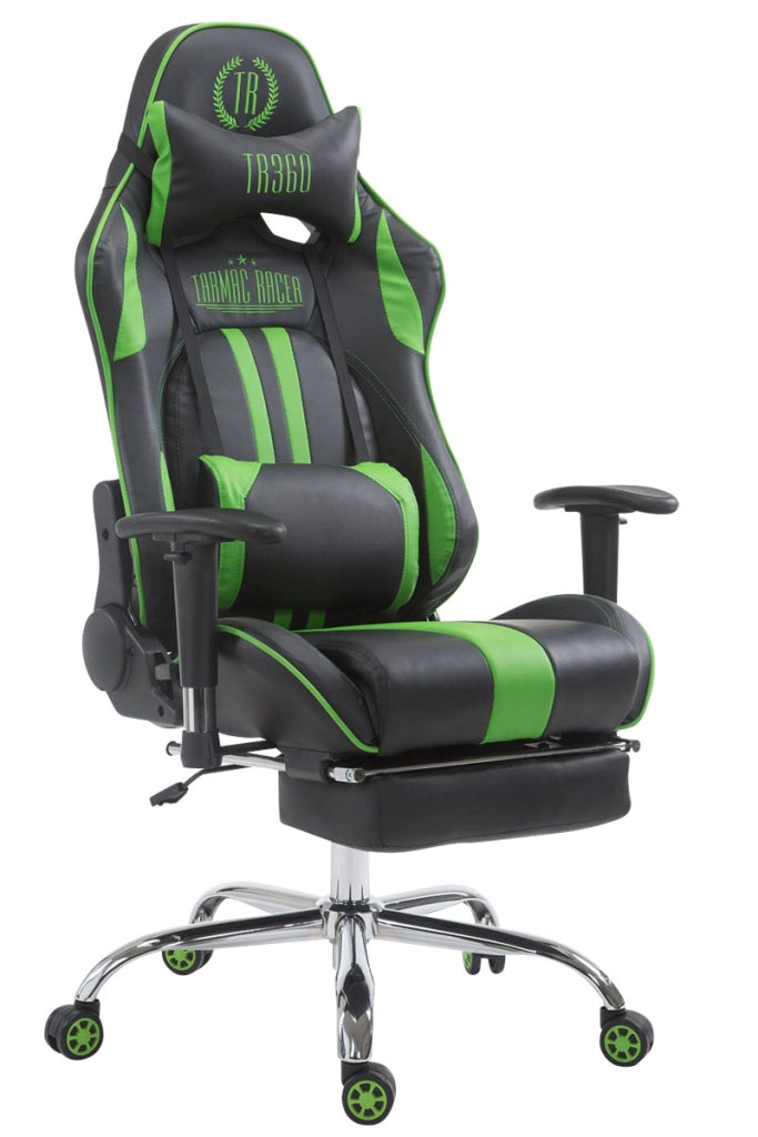Sedia ufficio Racing Limit in similpelle Nero/verde,Con poggiapiedi