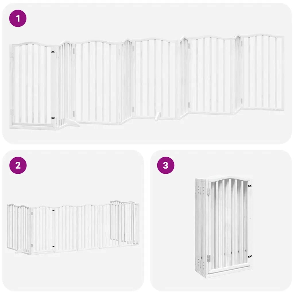 Cancello Cani Porta Pieghevole Bianco 9 Pannelli 450 cm Pioppo 3155594