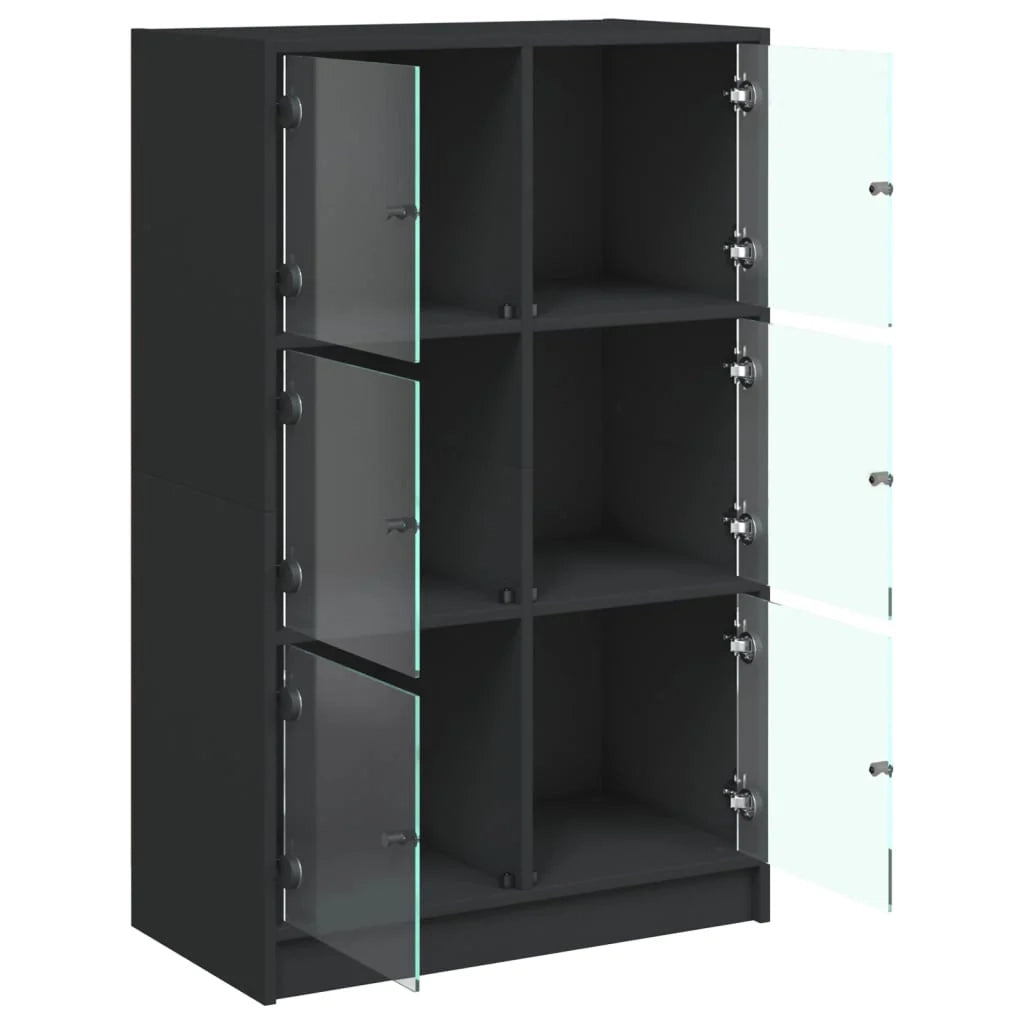 Buffet credenza cassettiera mobiletto mobile contenitore organizer cucina soggiorno salotto alto con ante 68 x 37 x 109 cm legno ingegnerizzato nero 02_0032245