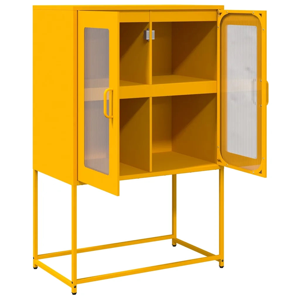 Credenza Giallo Senape 68x39x107 cm in Acciaio