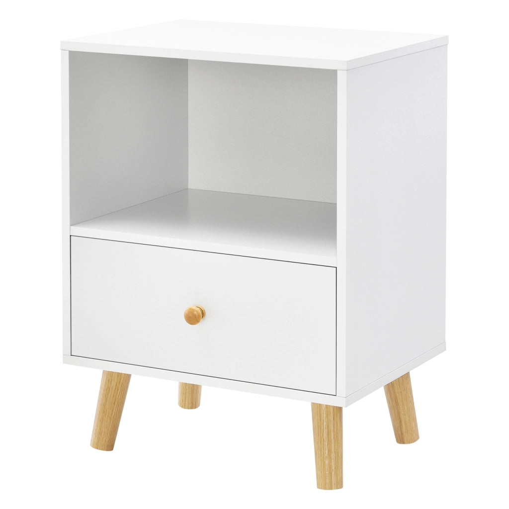 Set di 2 Comodini Sundsvall con Cassetto e Scomparto - Bianco [en.casa]