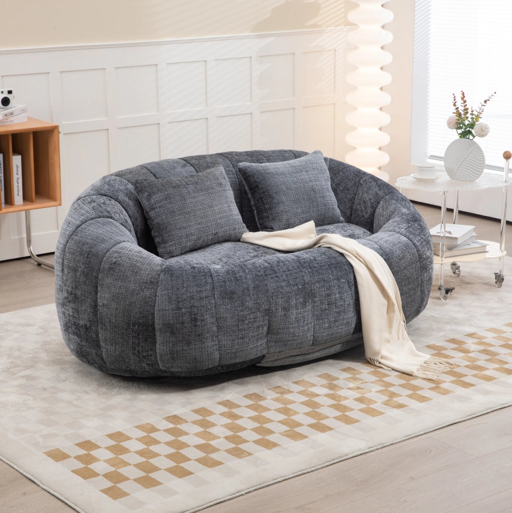 Divano lounge in ciniglia grigio 150x95 cm