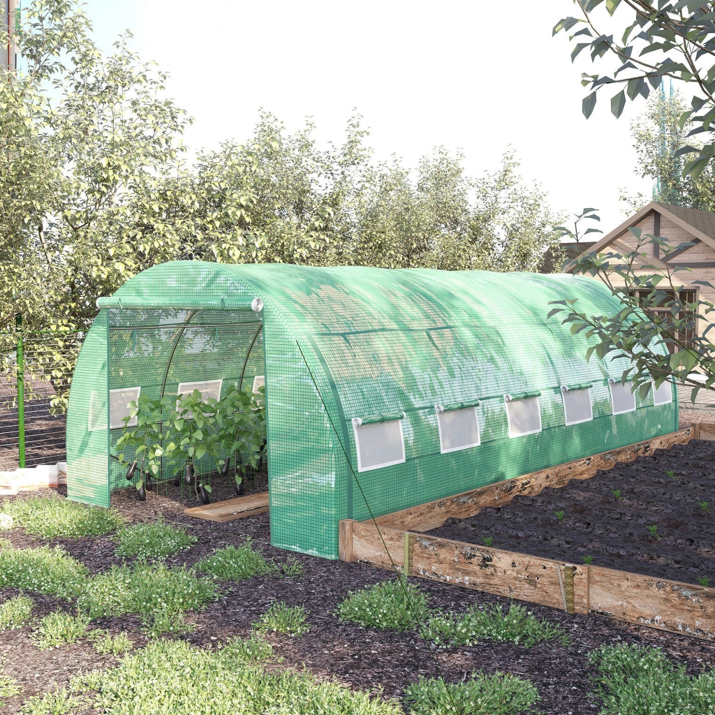 Serra da giardino tunnel 18 m2 ¨C zephmum ¨C verde 4x3x2 m con porta e 12 finestre