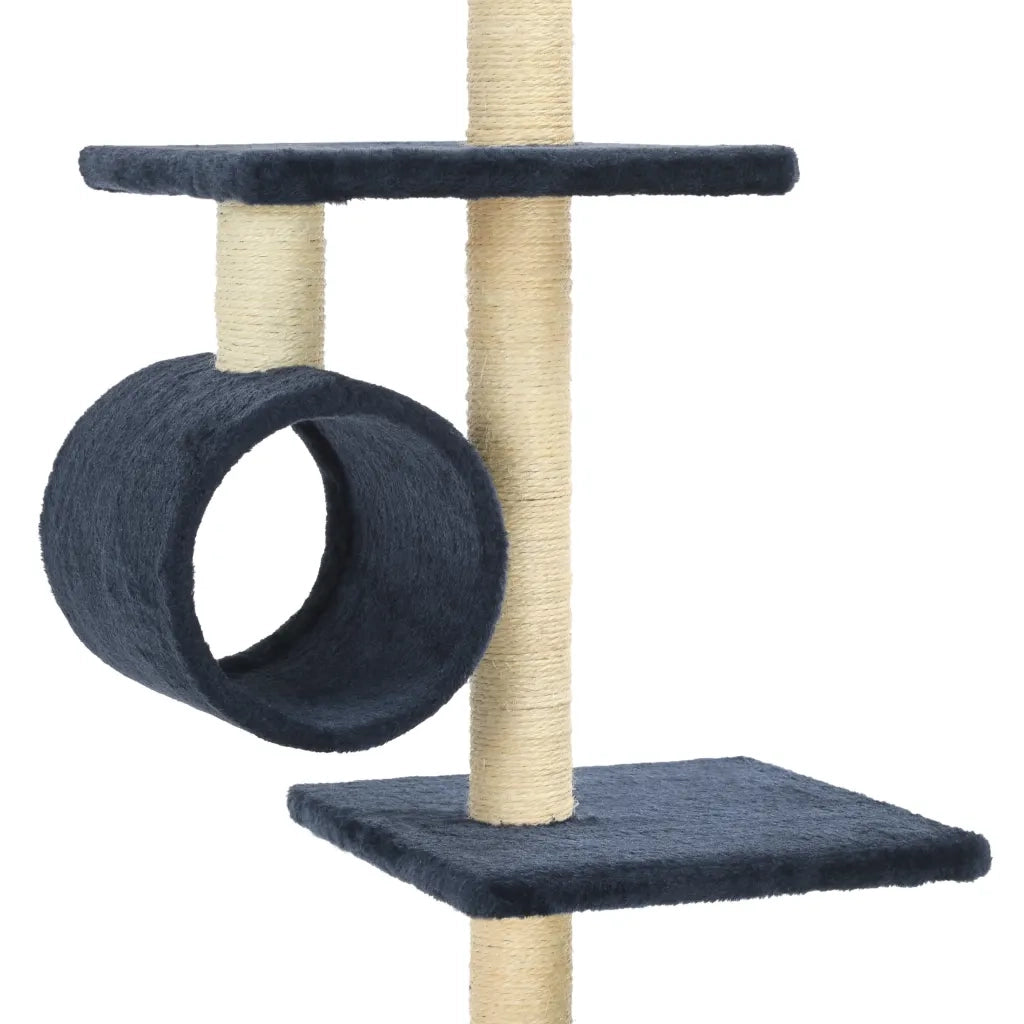Albero per Gatti con Pali Tiragraffi in Sisal 260 cm Blu Scuro 170536