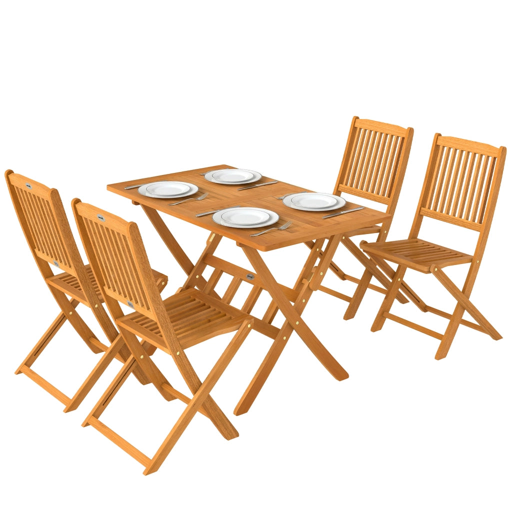 Set da pranzo per giardino ¨C zephmum ¨C 5 pezzi, tavolo e 4 sedie pieghevoli