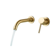 NAVIS |Rubinetto da bagno montaggio a parete in 2 parti oro spazzolato semplice in acciaio inox a parete per bagno|Miscelatore  gastronomico per hotel