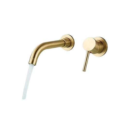 NAVIS |Rubinetto da bagno montaggio a parete in 2 parti oro spazzolato semplice in acciaio inox a parete per bagno|Miscelatore  gastronomico per hotel