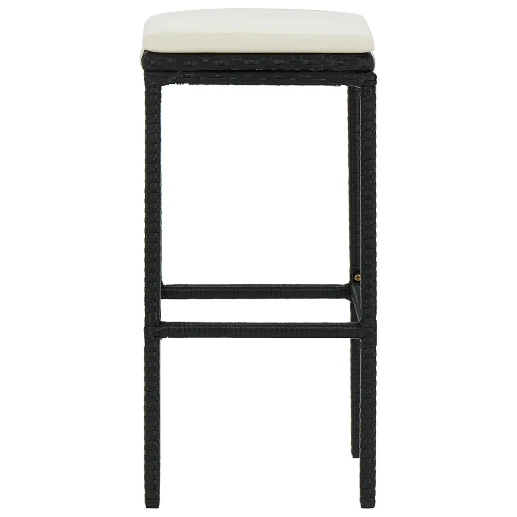 Sgabelli da Bar con Cuscini 3 pz Neri in Polyrattan 313440