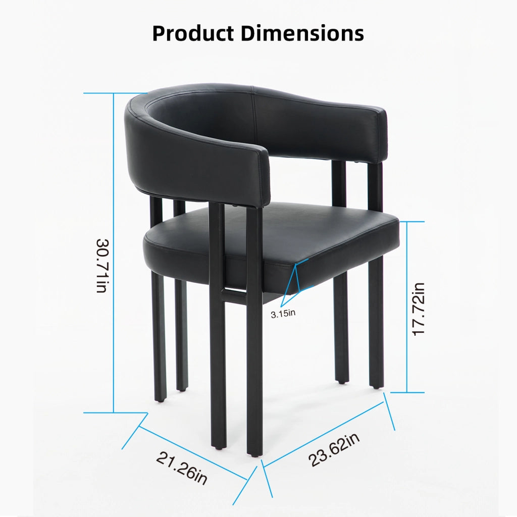 Sedia da Pranzo con Braccioli e Schienale Curvo ¨C MINIMAL ¨C Similpelle, Gambe in Metallo