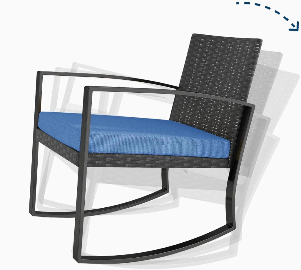 Set di Mobili da Balcone,Set Tavolino e Sedie da Giardino,Set di Mobili da Giardino in Rattan,2 Sedie da Esterno e 1 Tavolino,per Giardino Cortile Piscina (Blu)
