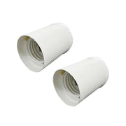 2 Pezzi Portalampade E27, Portalampada in Termoplastico Bianco Cilindro