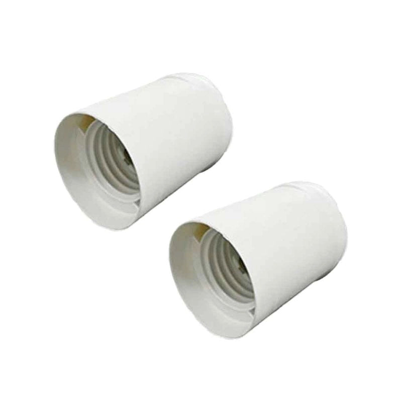 2 Pezzi Portalampade E27, Portalampada in Termoplastico Bianco Cilindro