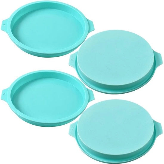 Fornello a forma di torta 20 cm - Silicone - Multifunzionale - 4 pezzi - Antiscivolo - Resistente al calore - Verde chiaro - Fornello a forma di torta