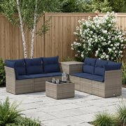 Set di divani 8 pz Grigio e Blu Navy Rattan sintetico e Acciaio 3448277