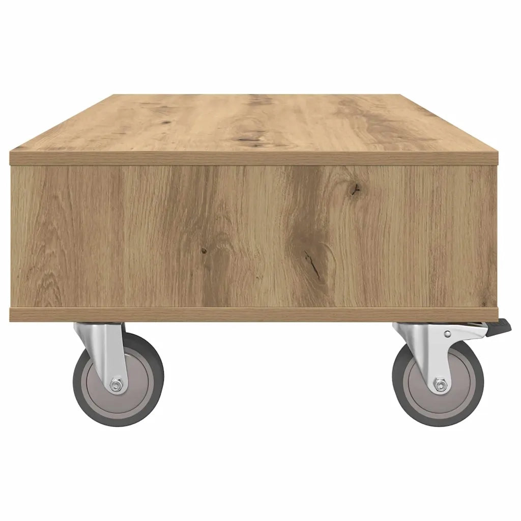 Tavolino | Tavolo laterale con Ruote Rovere artigianale 90 x 50 x 30 cm