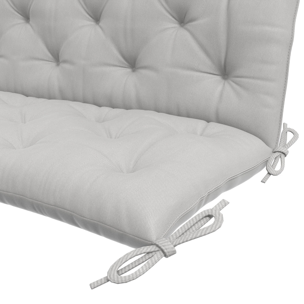 Cuscino per panca 150x98x8 cm in poliestere, grigio chiaro, con 6 lacci di fissaggio e imbottitura in schiuma