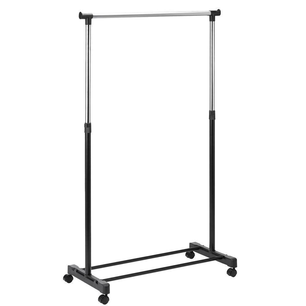Trade Shop - Stand Appendiabiti In Metallo Altezza Regolabile Con Ripiano Ruote Camera Letto -