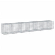 Gabbione recinto a gabbia muro di contenimento con coperchio 650 x 100 x 100 cm ferro zincato argento 02_0040187