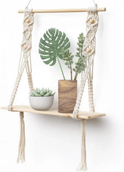 Pannello di legno per decorazione bohemienne - Pannello da appendere per soggiorno, bagno e balcone con disegno macramé