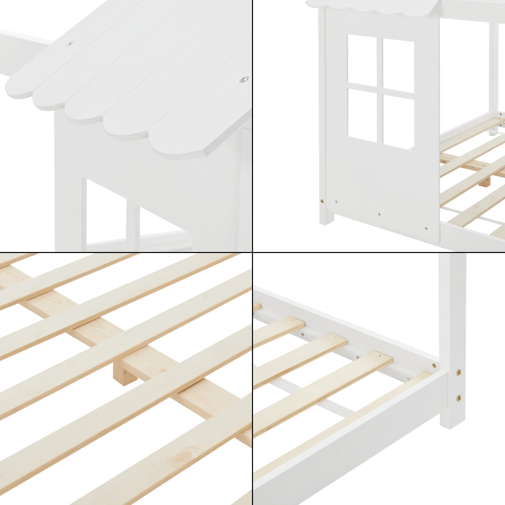 Letto Tostedt per Cameretta a Forma di Casetta Semiaperta 140 x 200 cm Bianco [en.casa]