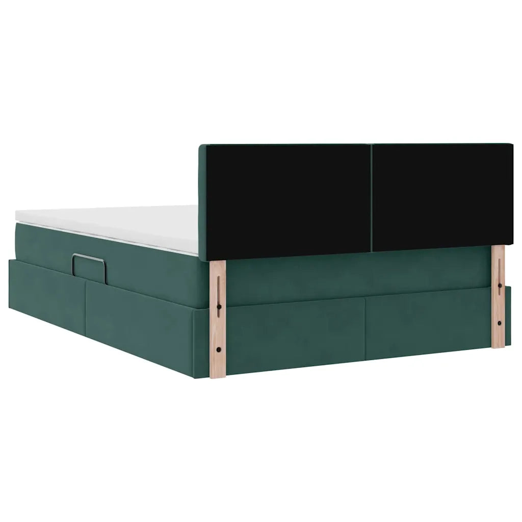 Letto con Contenitore Verde Scuro 140 x 190 cm Velluto