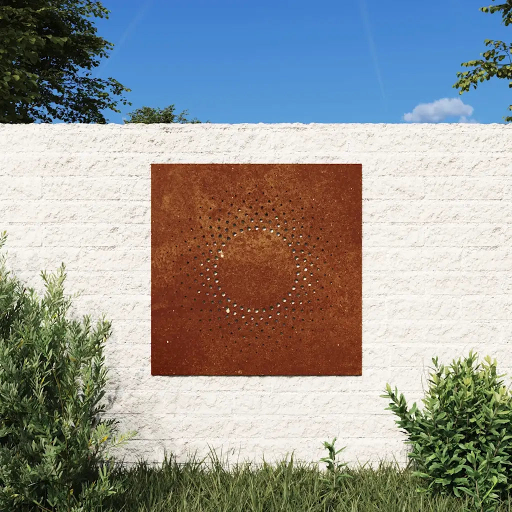 Decorazione Muro da Giardino 55x55 cm Sole in Acciaio Corten