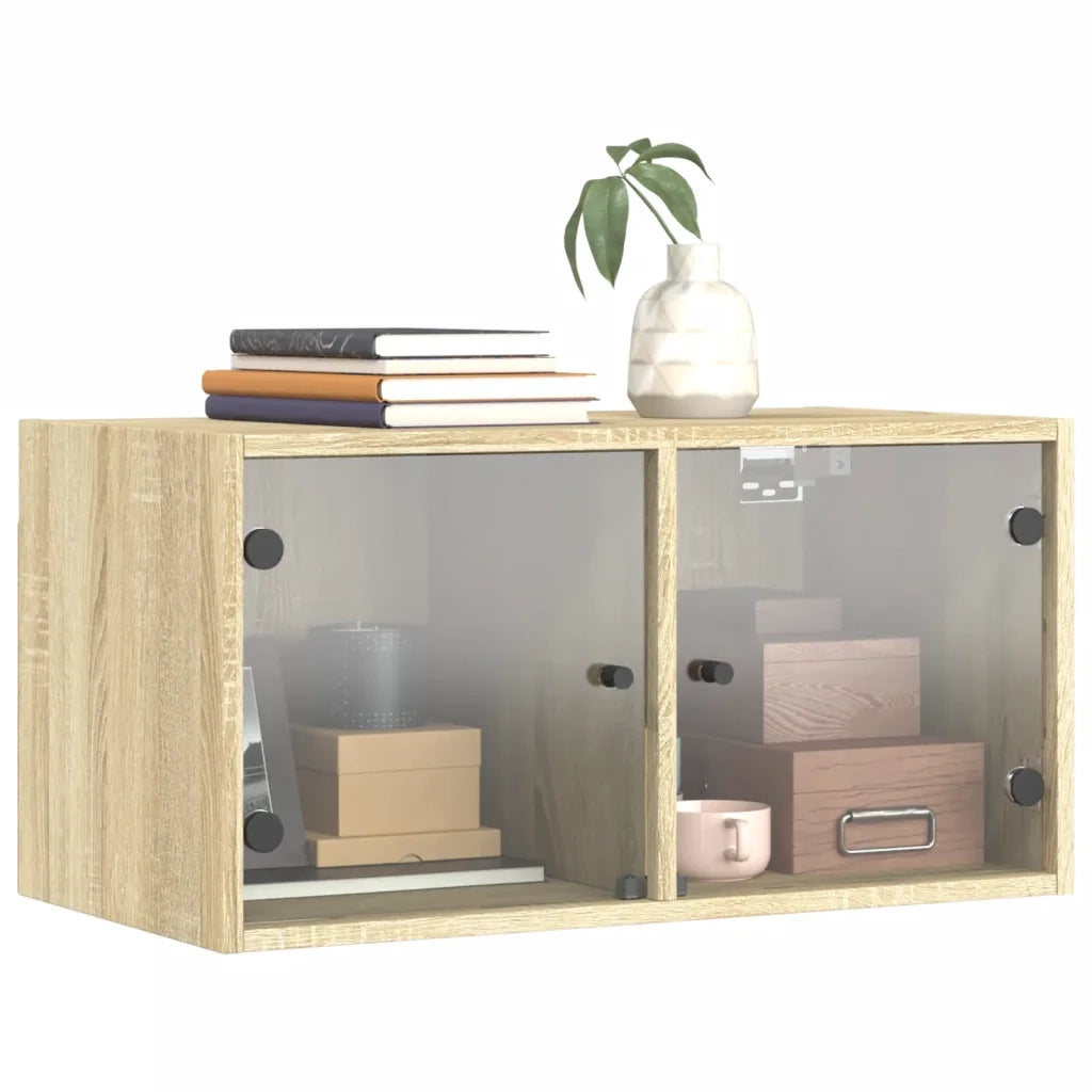 Mobile a Muro con Ante in Vetro Rovere Sonoma 68,5x37x35 cm 836501