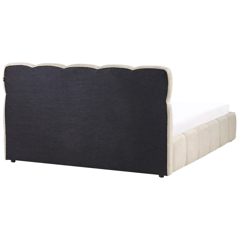 Letto matrimoniale imbottito con struttura a molle a sollevamento trapuntata 160 x 200 tortora con contenitore a molle sollevabile
