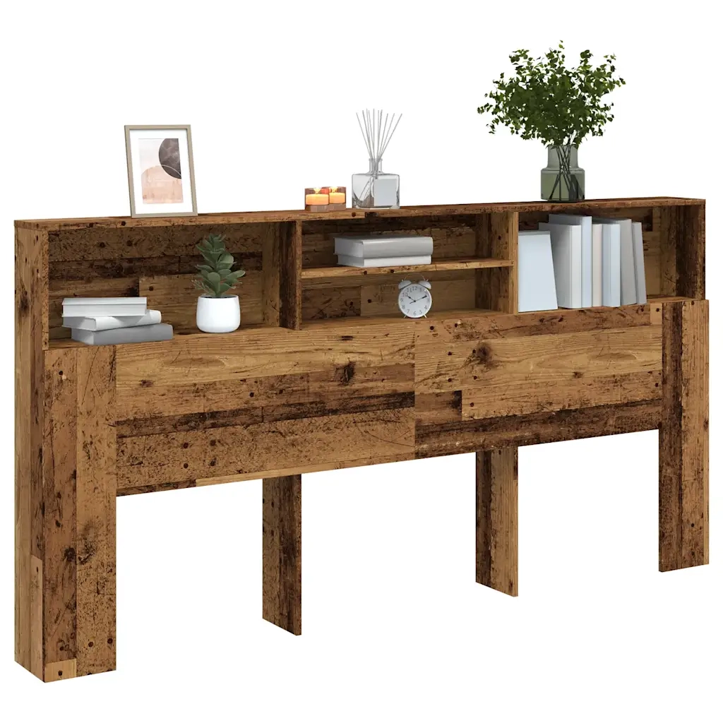 Testiera con Contenitore-Testiera con Ripiani Legno Antico 200x19x103,5cm Truciolato