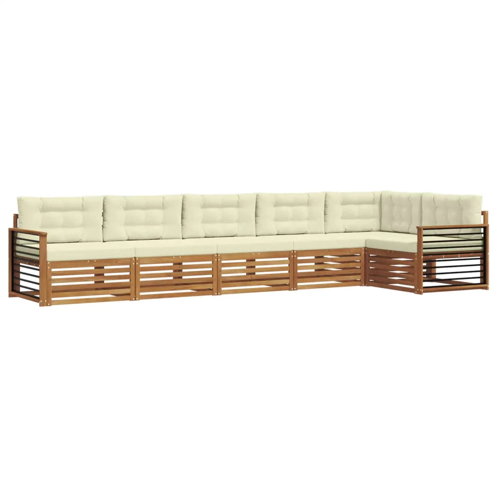 Set di divani da esterno con cuscino 6 pcs Naturale e Crema