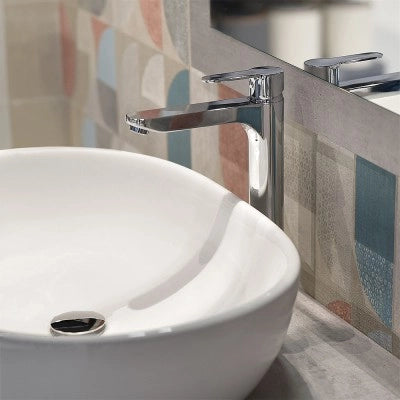 Miscelatore lavabo alto cromato completo di piletta click clack Zoe