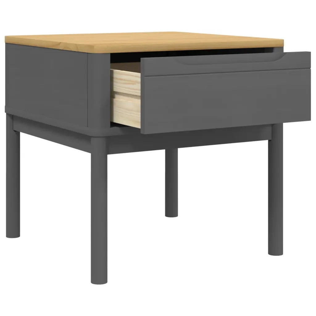 Tavolo per Lampada FLORO Grigio 55x55x54 cm Legno Massello Pino 374028