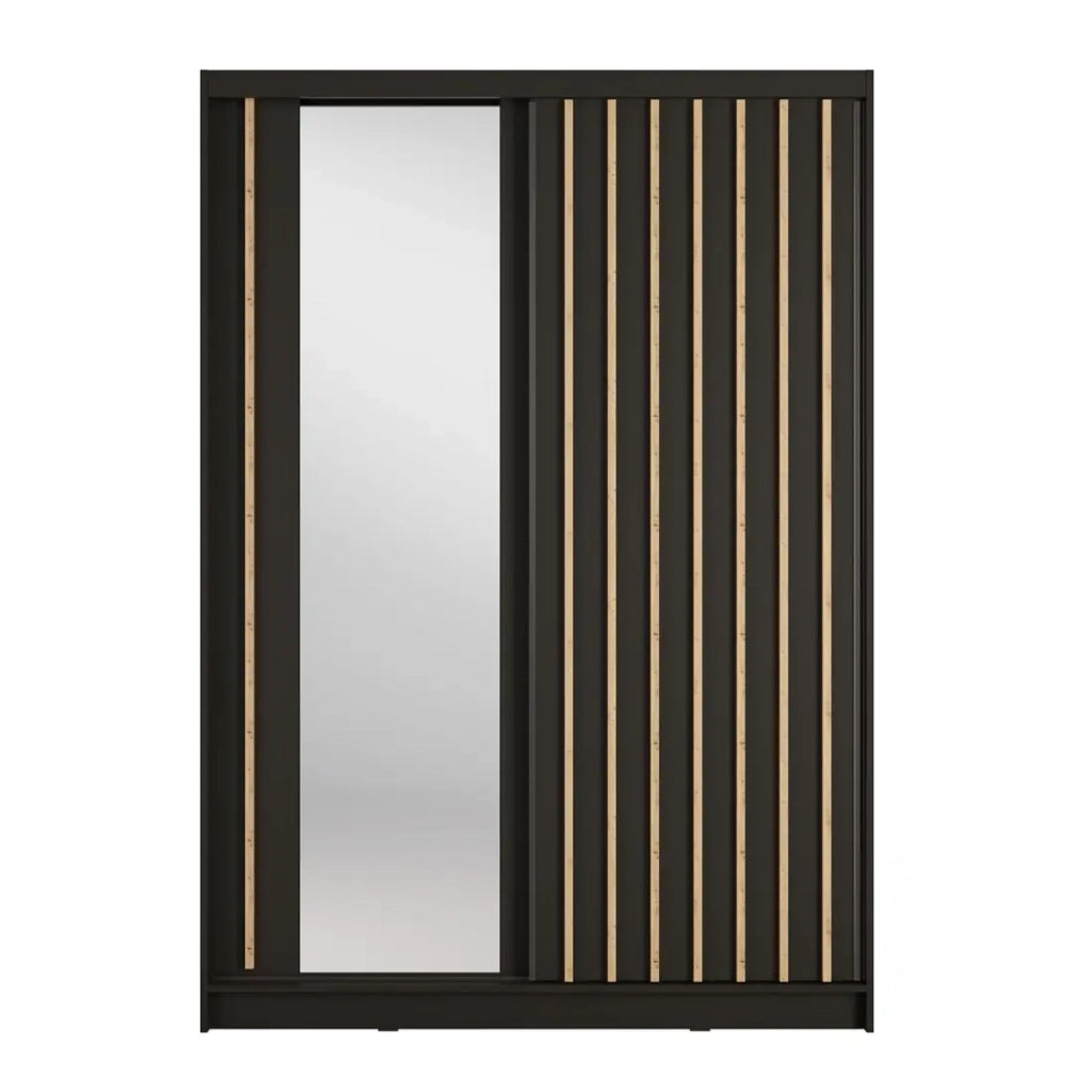 Armadio KAZU a 2 porte scorrevoli con specchio grigio grafite 155 cm
