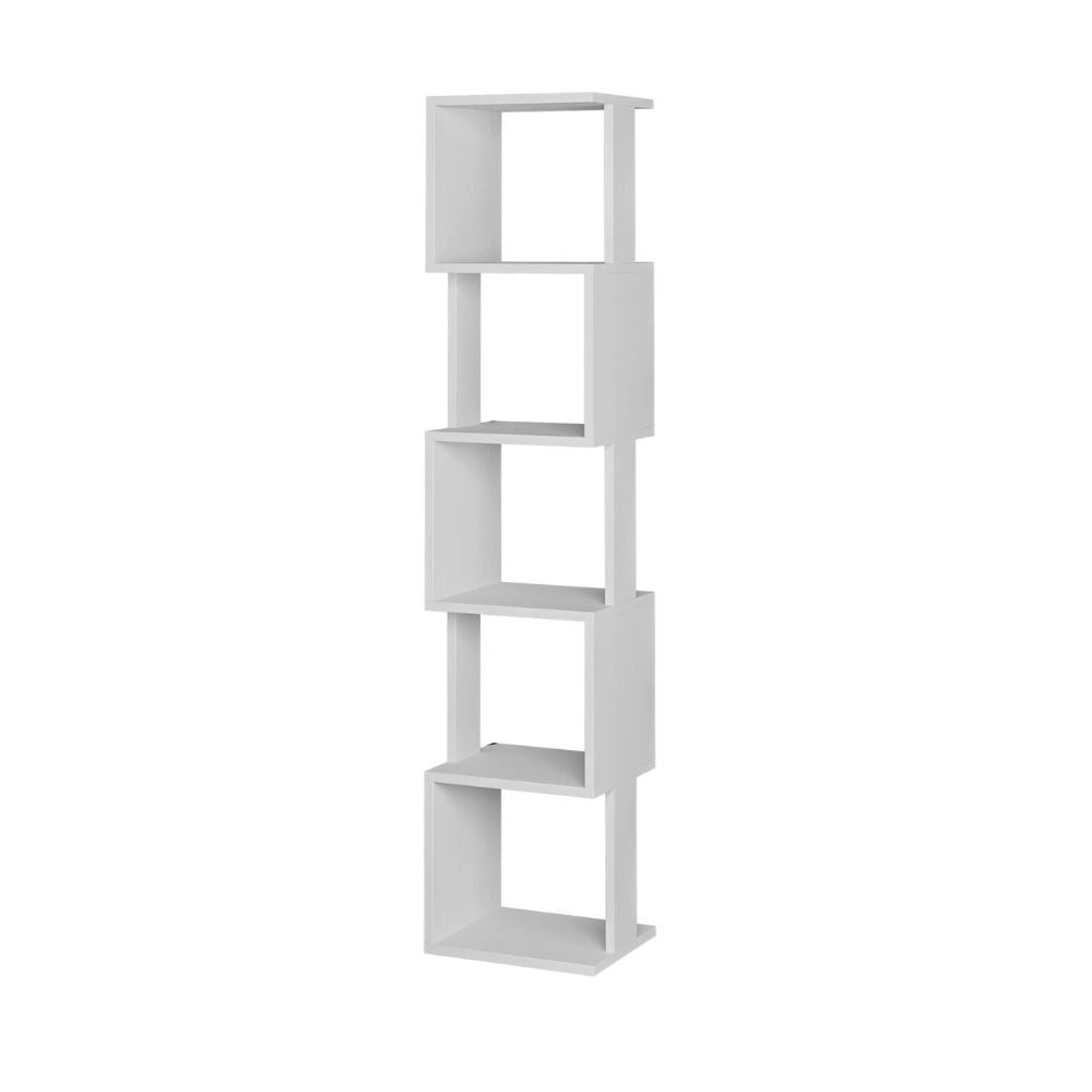 Libreria a cubo Piri bianca con 5 Ripiani 35x30x161H – Design geometrico e funzionalità