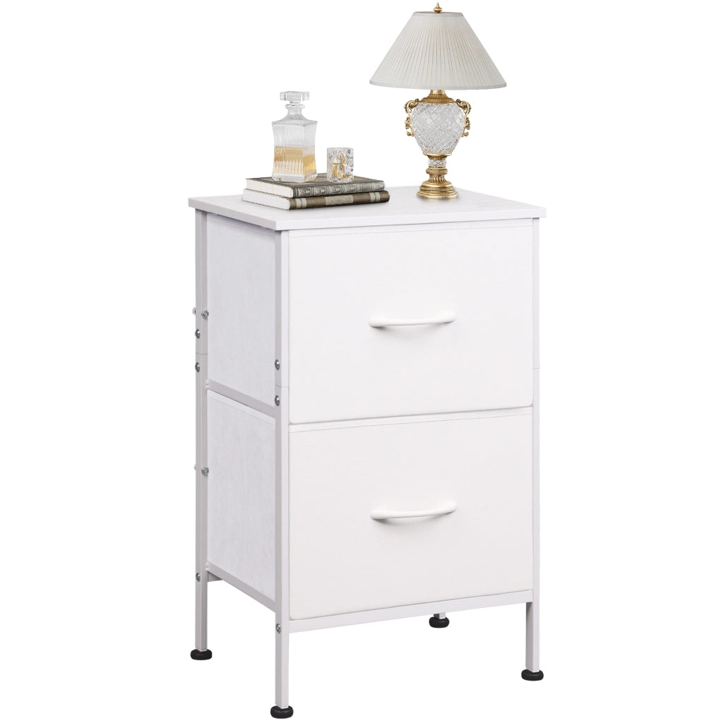 Cassettiera con 2 Cassetti ¨C Xylo ¨C Bianco Tessuto Metallo 60x40x