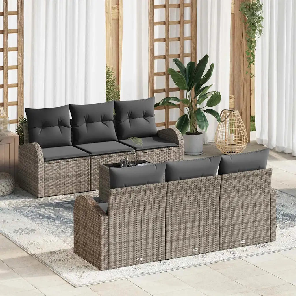 Set Divano da Giardino Grigio 55 x 55 x 37 cm polyrattan
