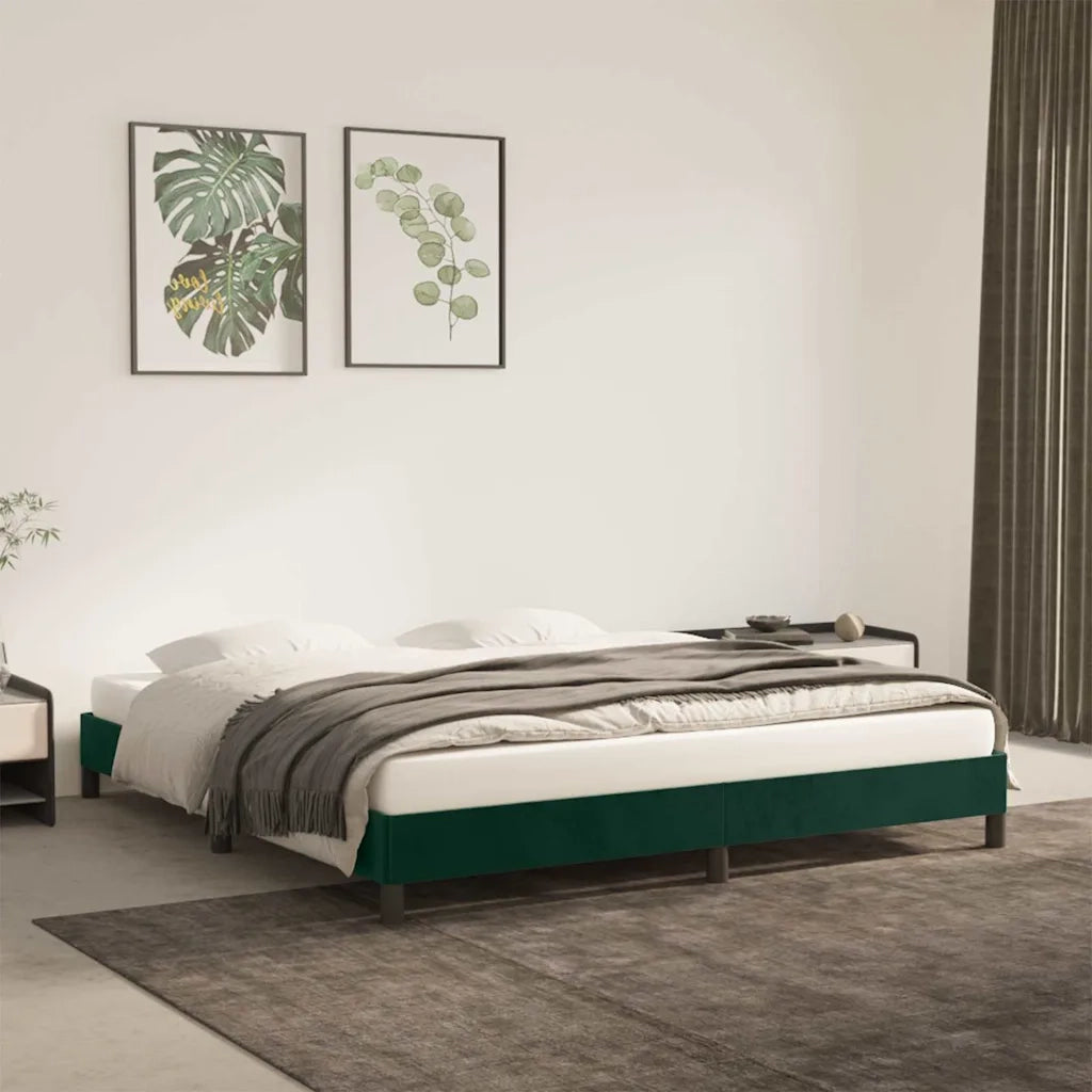 Giroletto senza Materasso Verde Scuro 160x200 cm in Velluto 346985