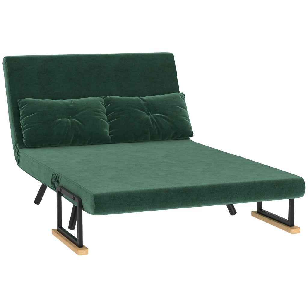 Divano letto 3 in 1 in tessuto effetto velluto con schienale regolabile e 2 cuscini ¨C Xylo ¨C Verde