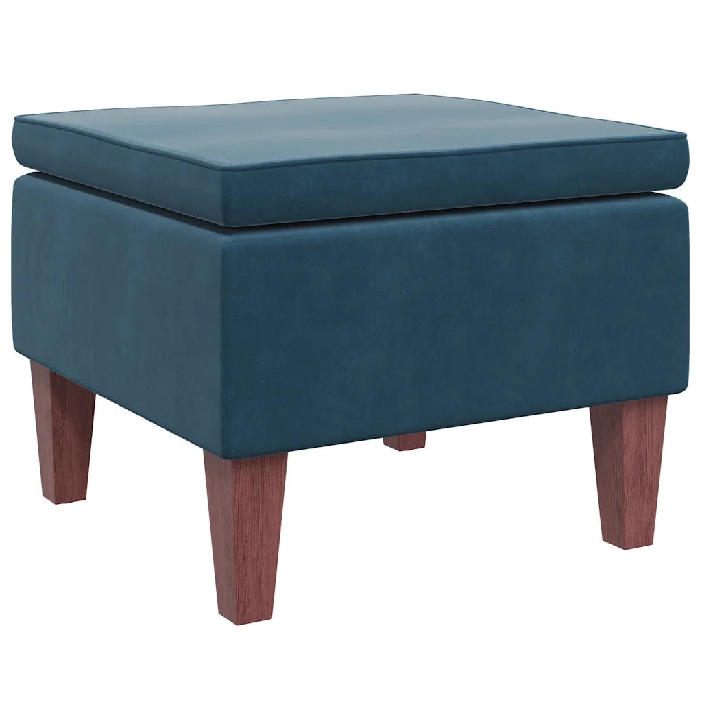 Poggiapiedi con Gambe in Legno Blu in Velluto cod mxl 46593