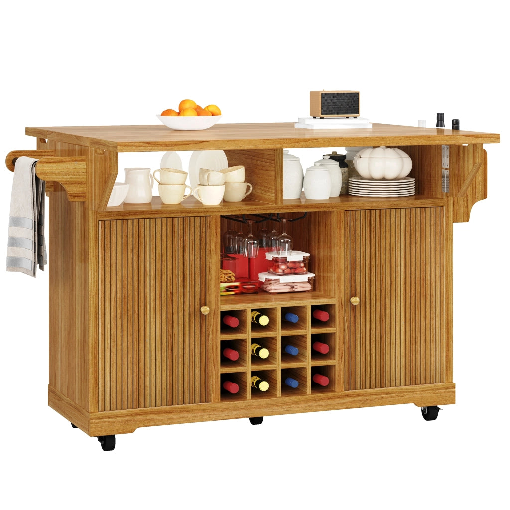 Carrello da cucina con vani aperti; ripiani regolabili e sponde abbattibili; per cucina e sala da pranzo; 142.5 × 80 × 95 cm