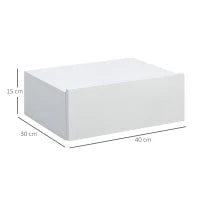 Set 2 Comodini Sospesi in Legno, Design Moderno, 40x30x15cm - Bianco
