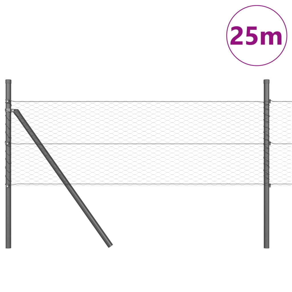 Set di Recinzione Set di 2 Grigio Acciaio Zincato 25 x 0.5 m