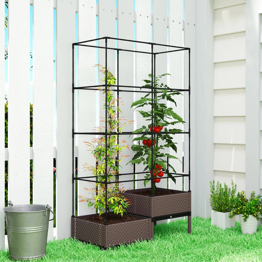 Fioriera con Griglia Rampicante ¨C Xylo ¨C 2 Vasi PP Nero 100x50x174 cm