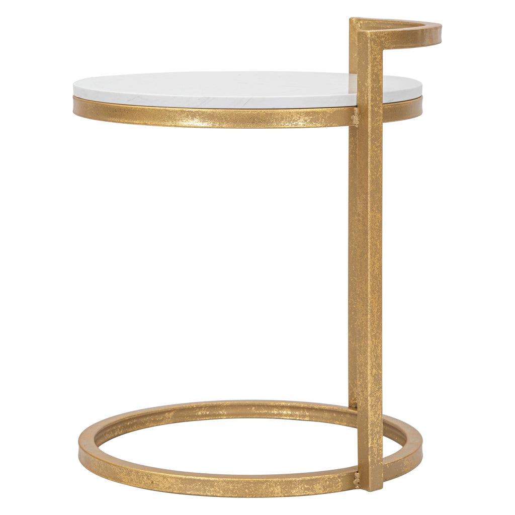 Koror, Tavolino da Salotto Forma Rotondo, 41x41x51h cm Bianco Marmo